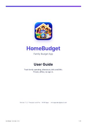 Cover of the HomeBudget User Guide